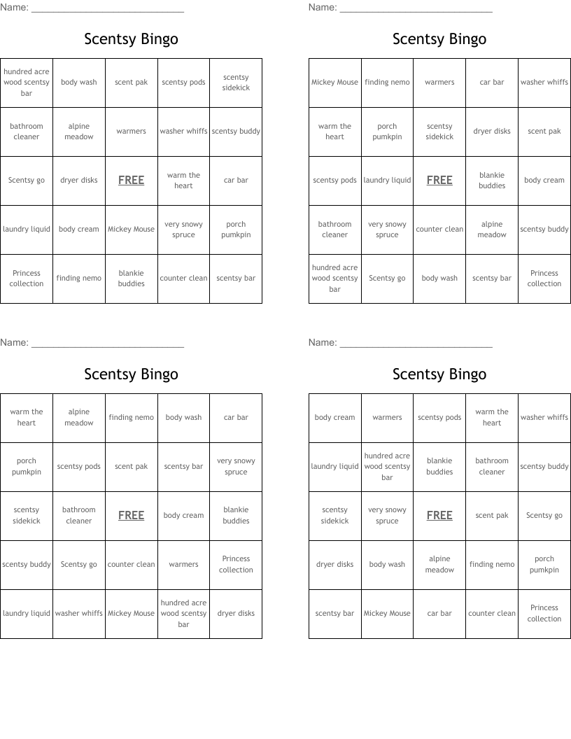 Free Printable Scentsy Bingo Invitation Templates
