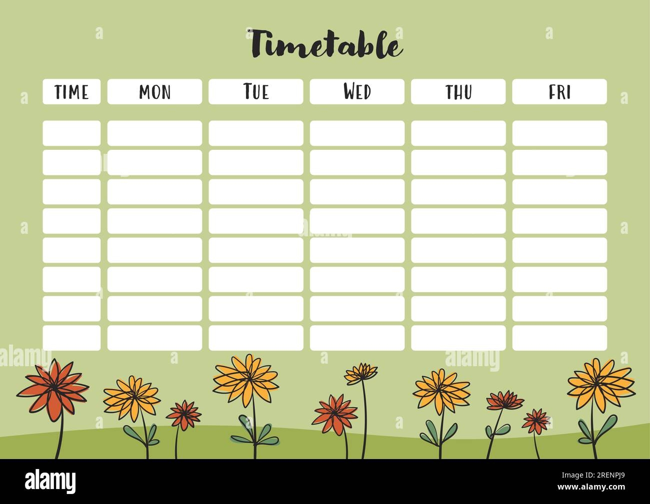 Free Printable School Schedule Flower Template