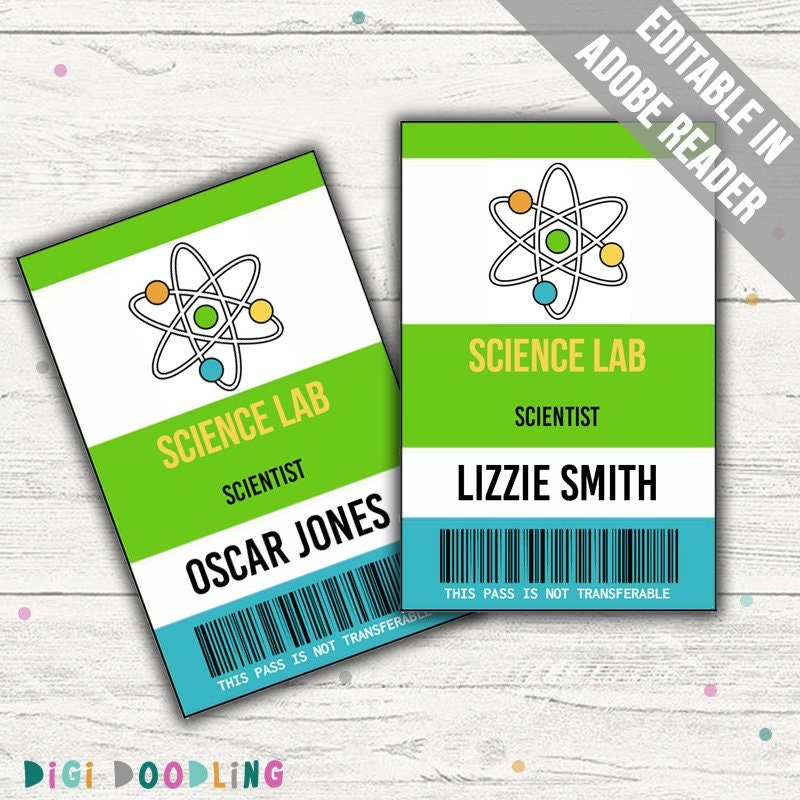 Scientist ID Badge Template Science Party Favors Scientist Costume Scientist Name Tag Science Party Printable VIP Pass Pretend Play Etsy UK