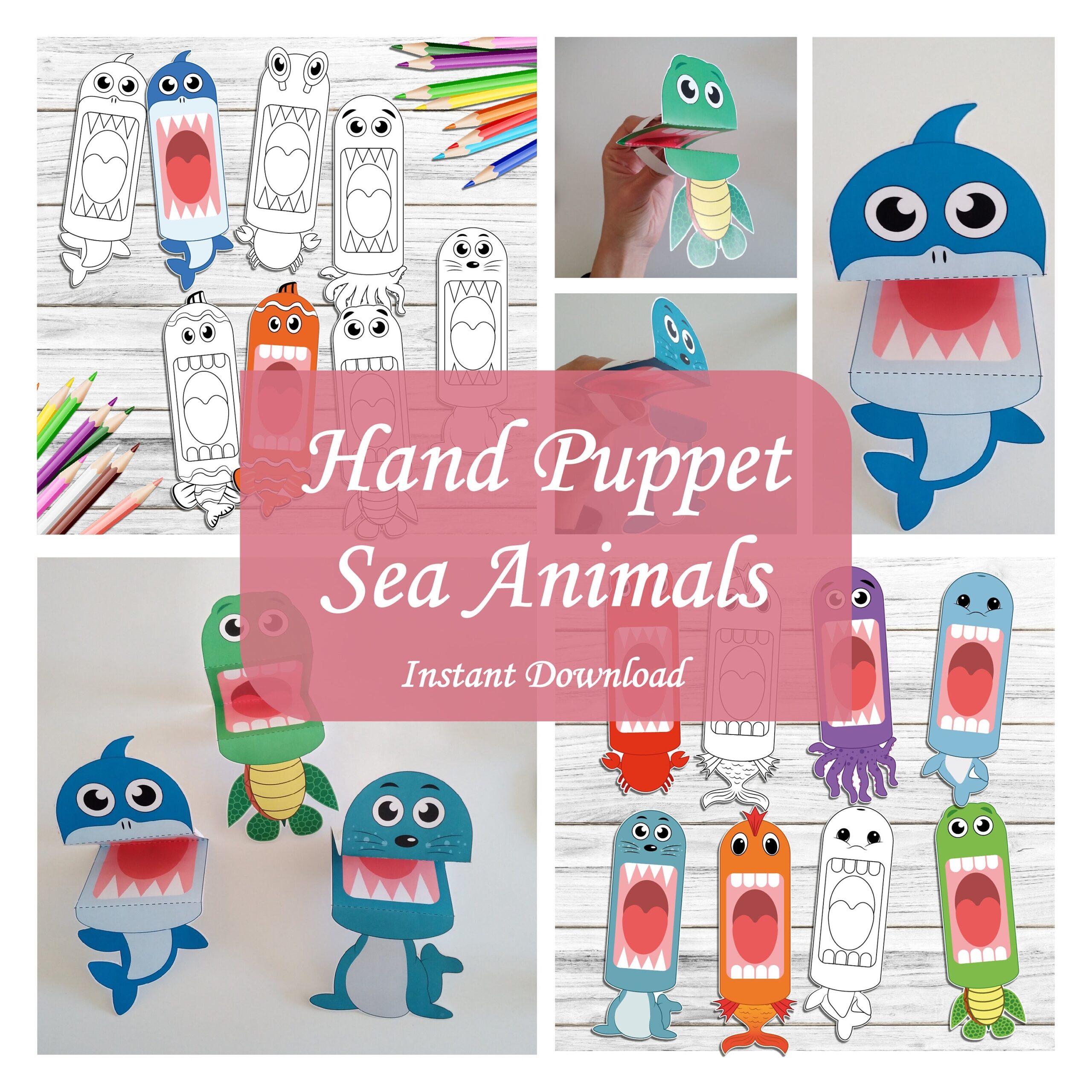 Free Printable Ocean Paper Puppets Template Free Printable Ocean Paper Puppets Template