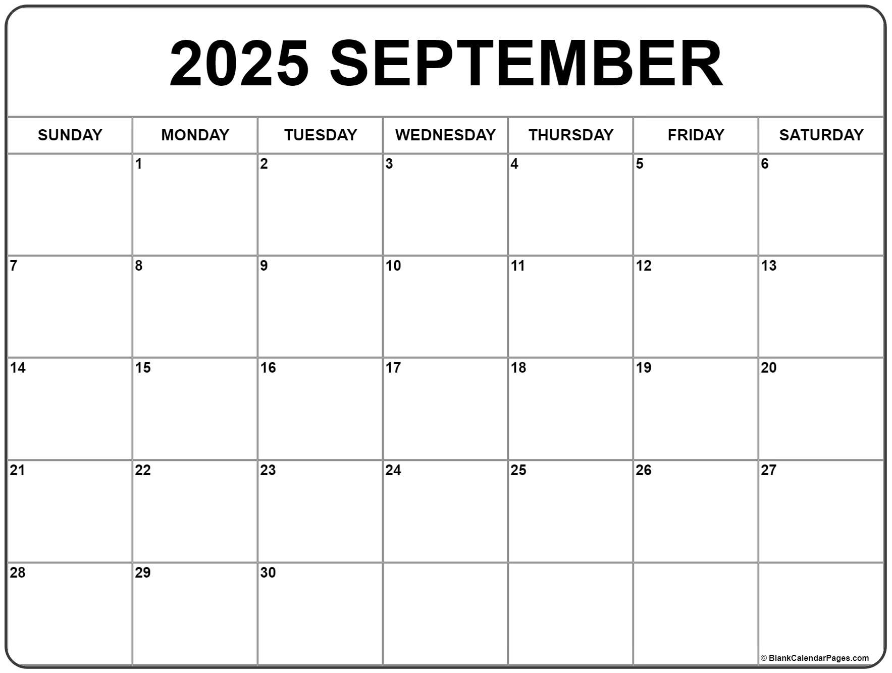 September 2025 Calendar Free Printable Calendars