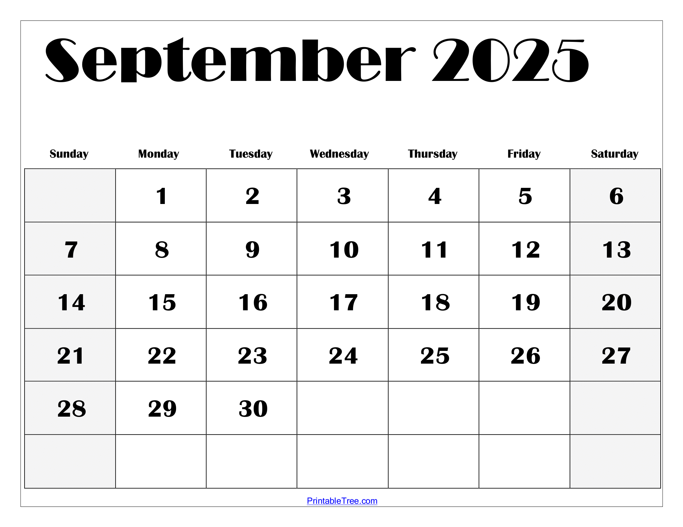 September 2025 Calendar Printable PDF Template With Holidays