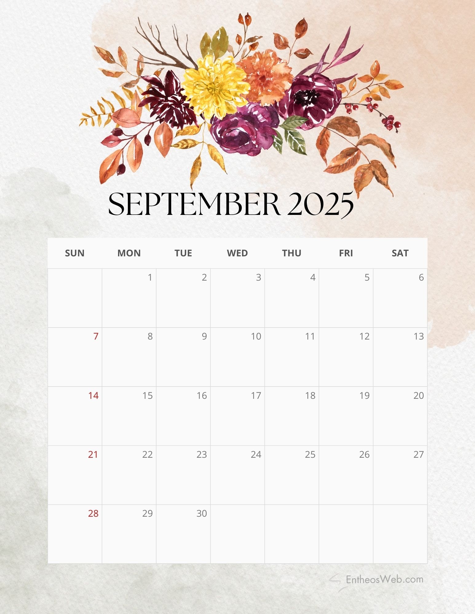 Blank September 2025 Calendar Printable Pdf