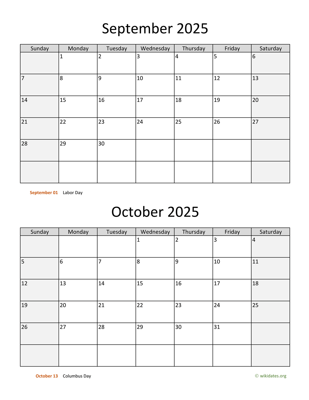 September And October 2025 Calendar WikiDates September And October 2025 Calendar WikiDates