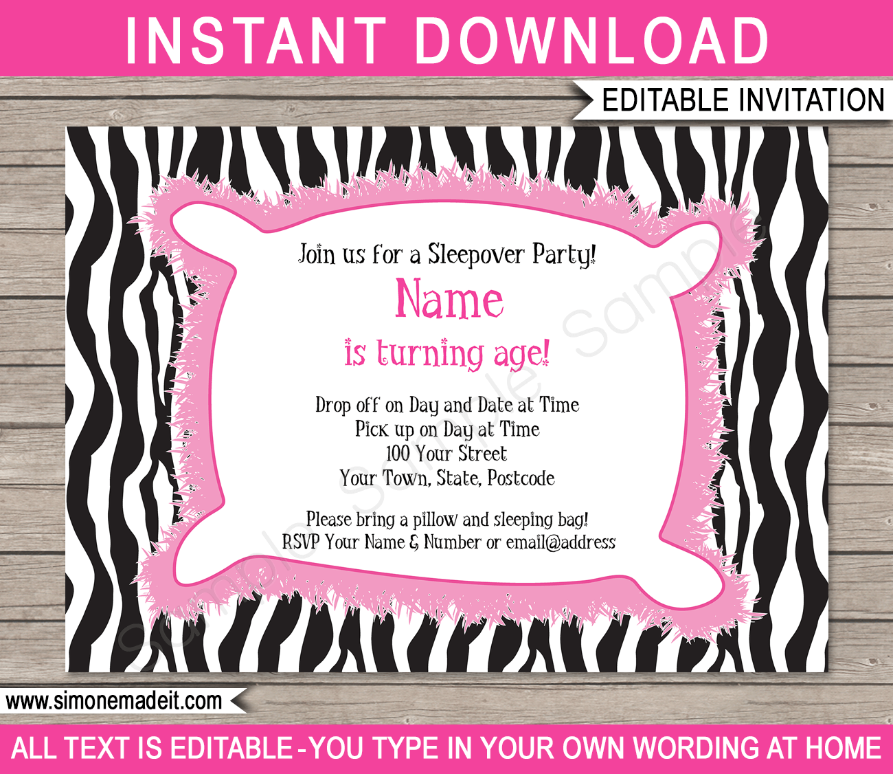 Free Printable Slumber Party Invitations Templates