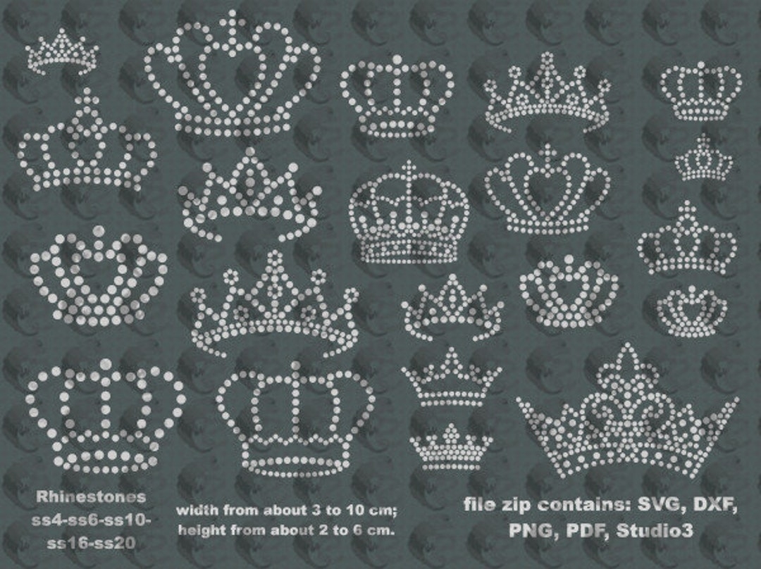 Small Crowns Pattern To Make Rhinestones Hotfix Motif Rhinestones Template Etsy