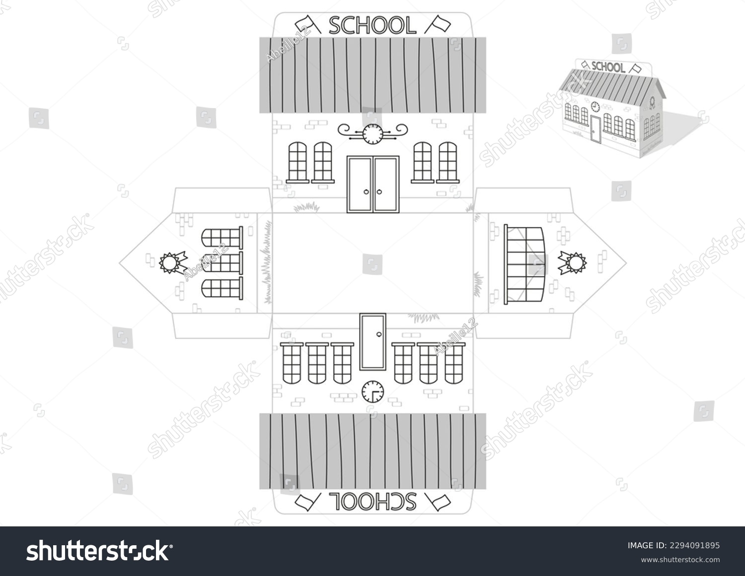 Toy School House Print Die Cut Stock Vector Royalty Free 2294091895 Shutterstock
