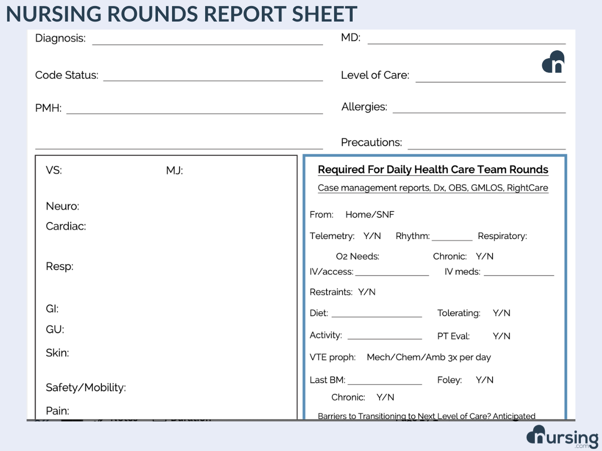 Ultimate Nursing Report Sheet Database U0026 Free Downloads