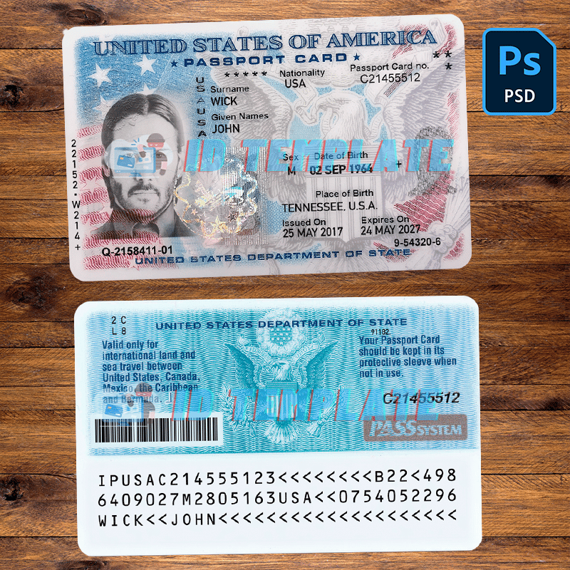 USA Passport ID Card PSD Template Driving License Template USA Passport ID Card PSD Template Driving License Template