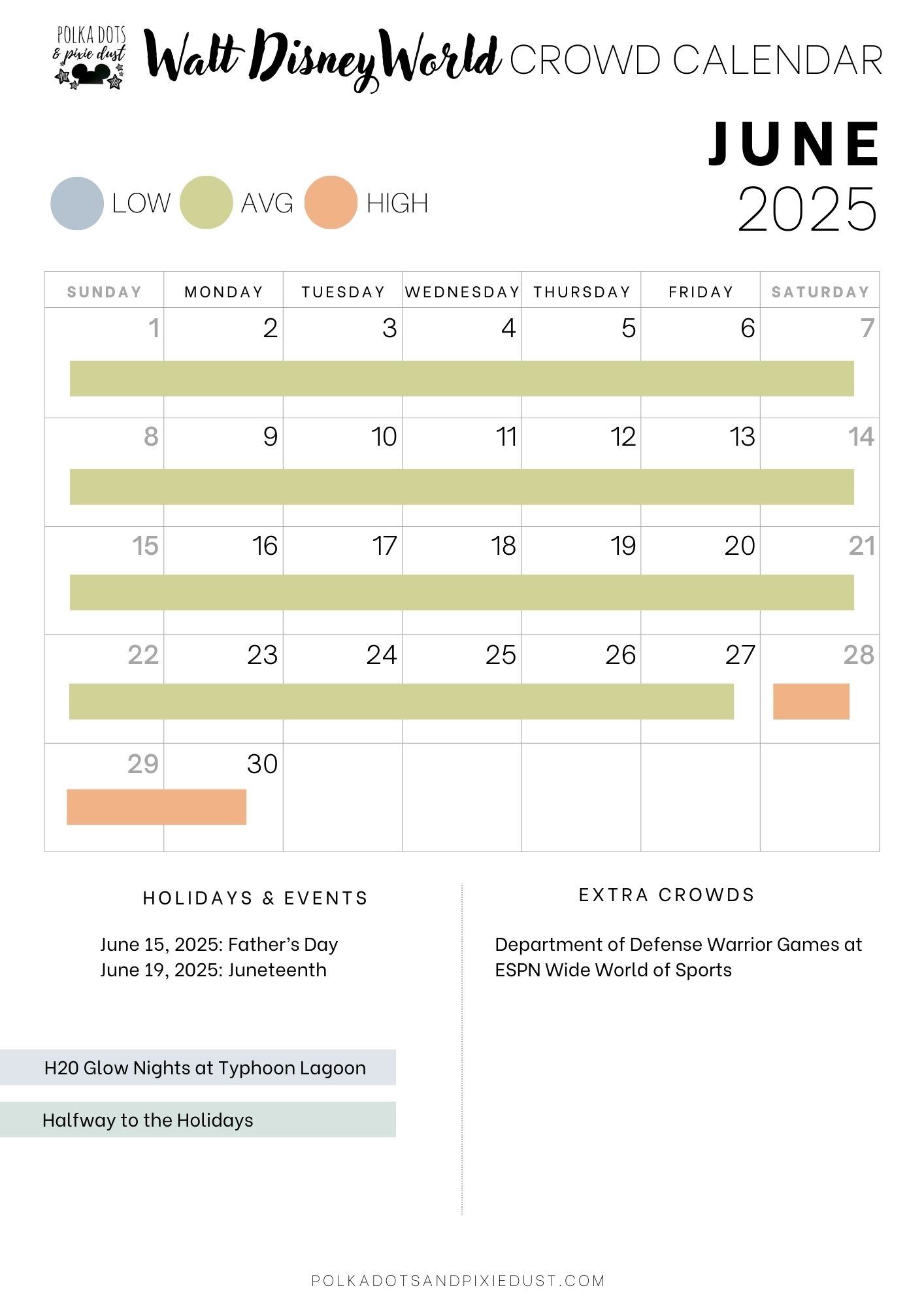 Walt Disney World Crowd Calendar June 2025