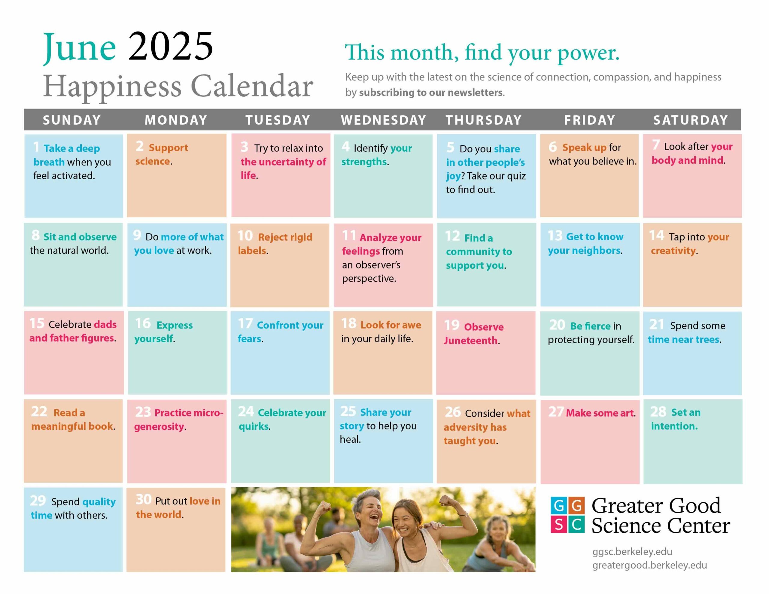 Your Happiness Calendar For June 2025