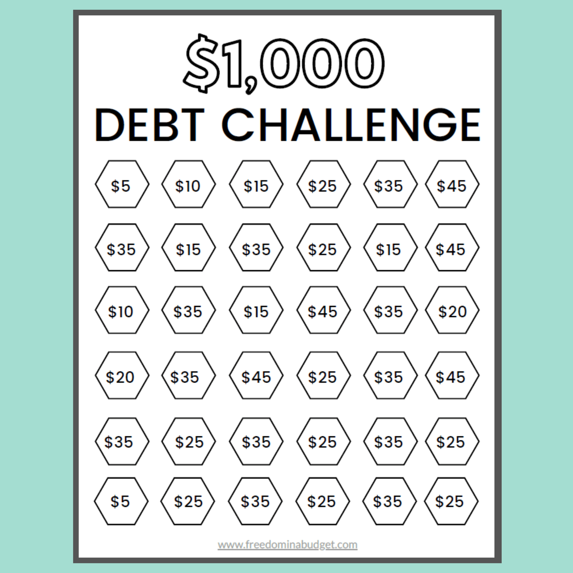  1 000 Debt Payoff Tracker Printable Freedom In A Budget