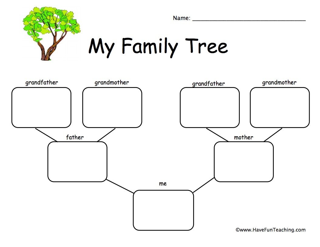 1 Child Family Tree Worksheet By Teach Simple