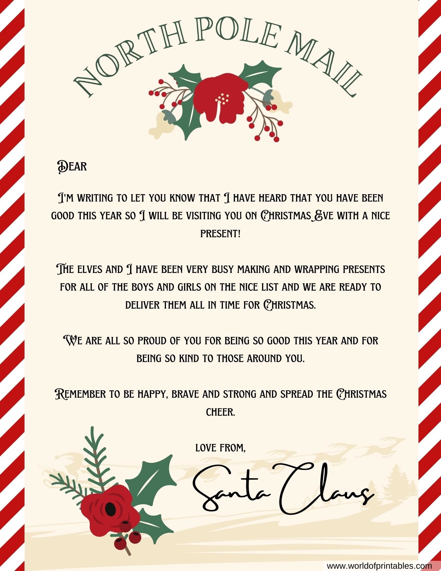 Free Printable Reply From Santa Template Free Printable Reply From Santa Template
