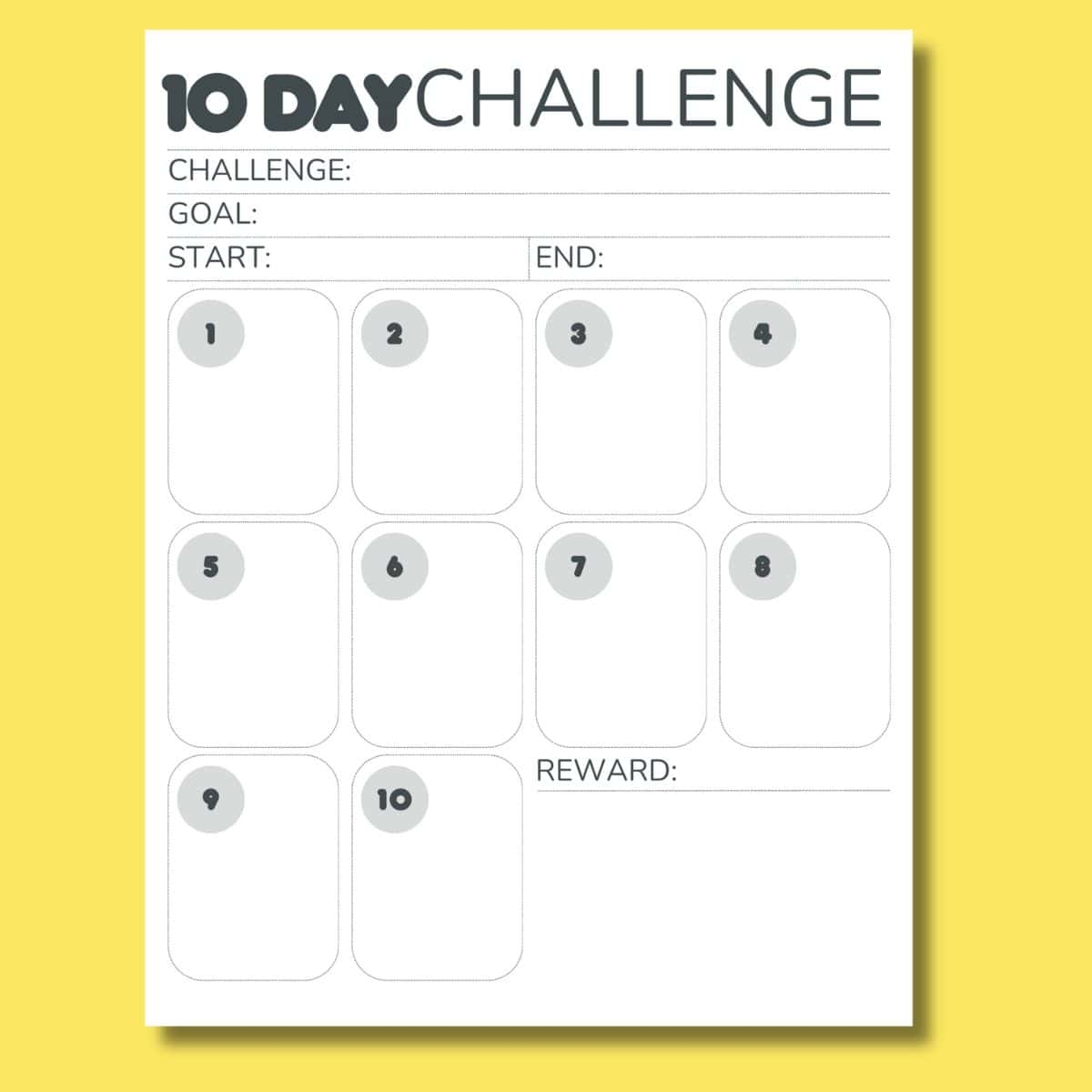 10 Day Challenge Calendar Free Printable Planner
