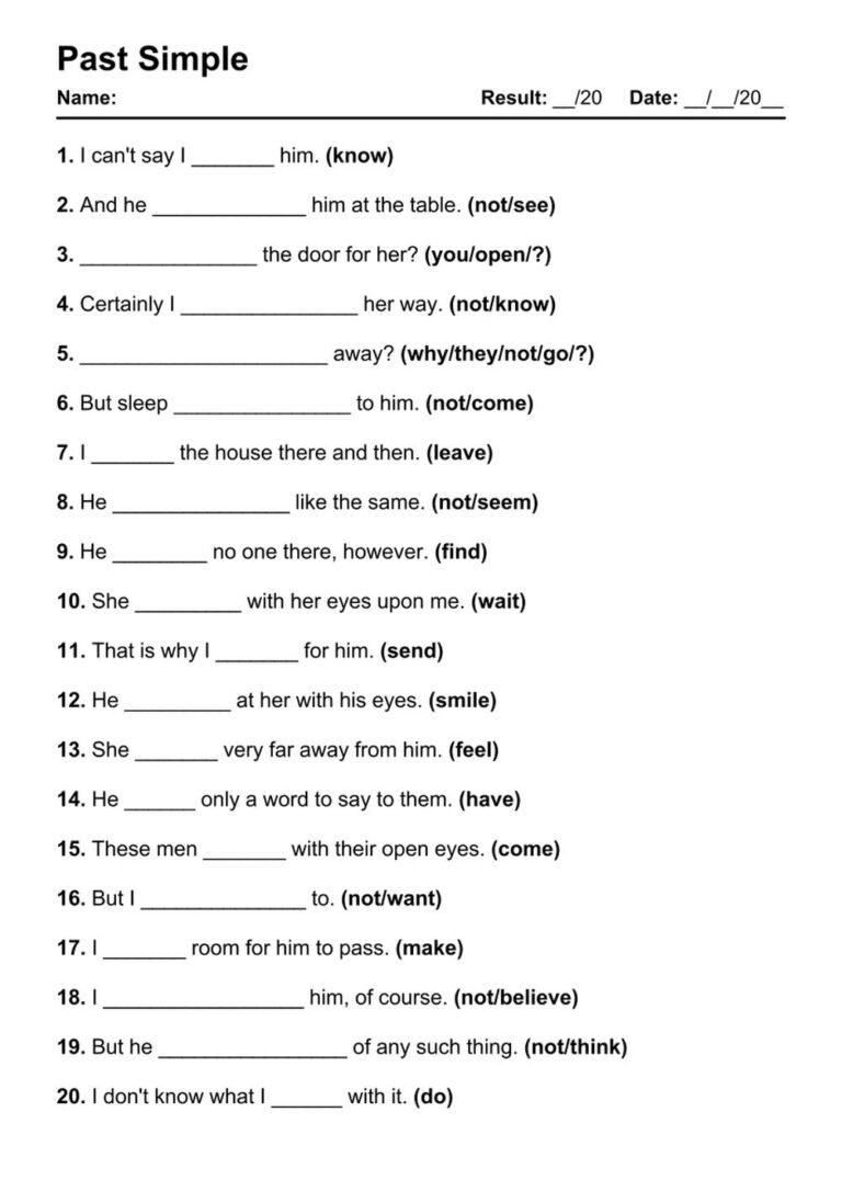 101 Past Simple PDF Worksheets With Answers 2020 Exercises Grammarism