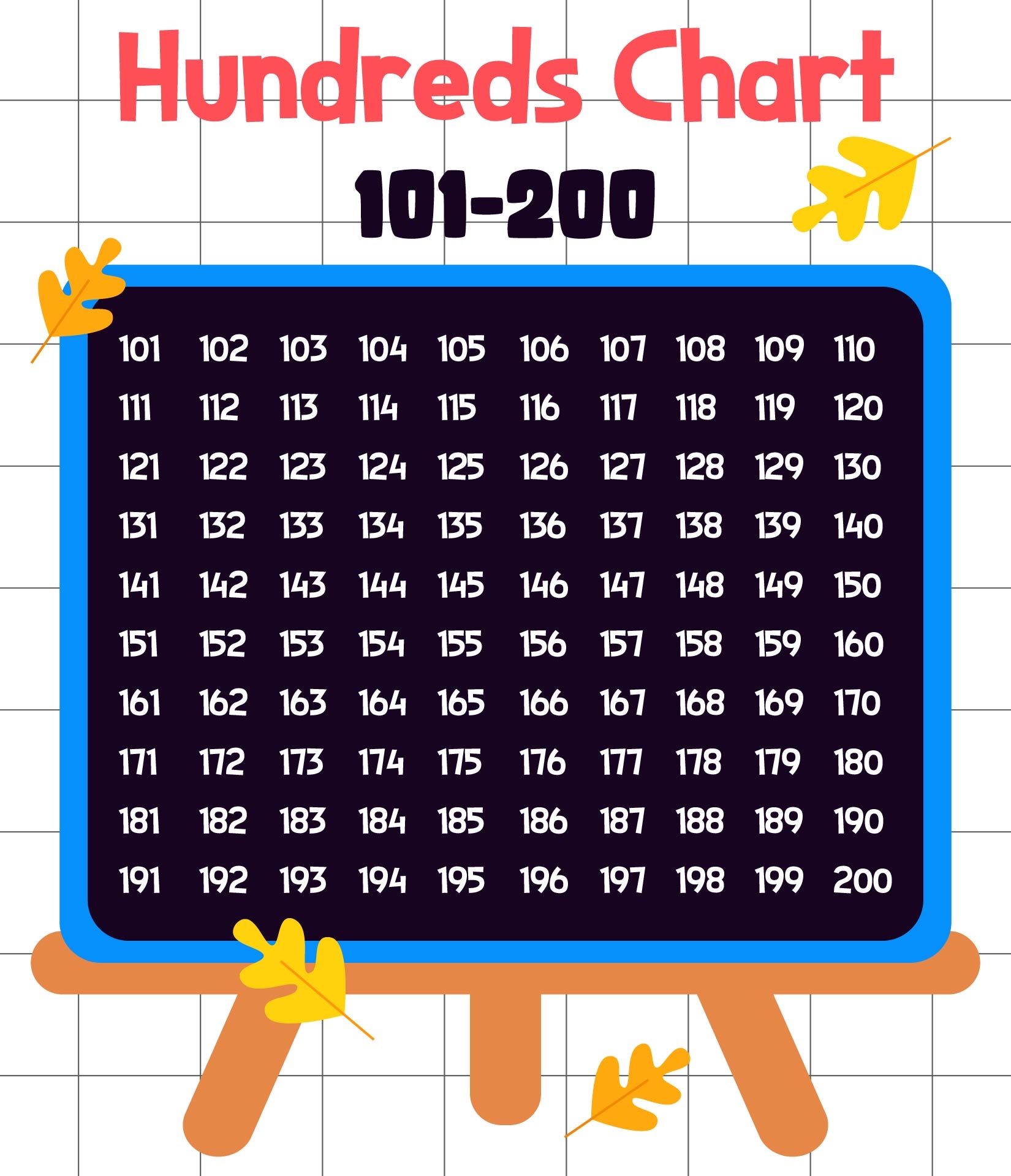 Number Chart 101-200 Printable
