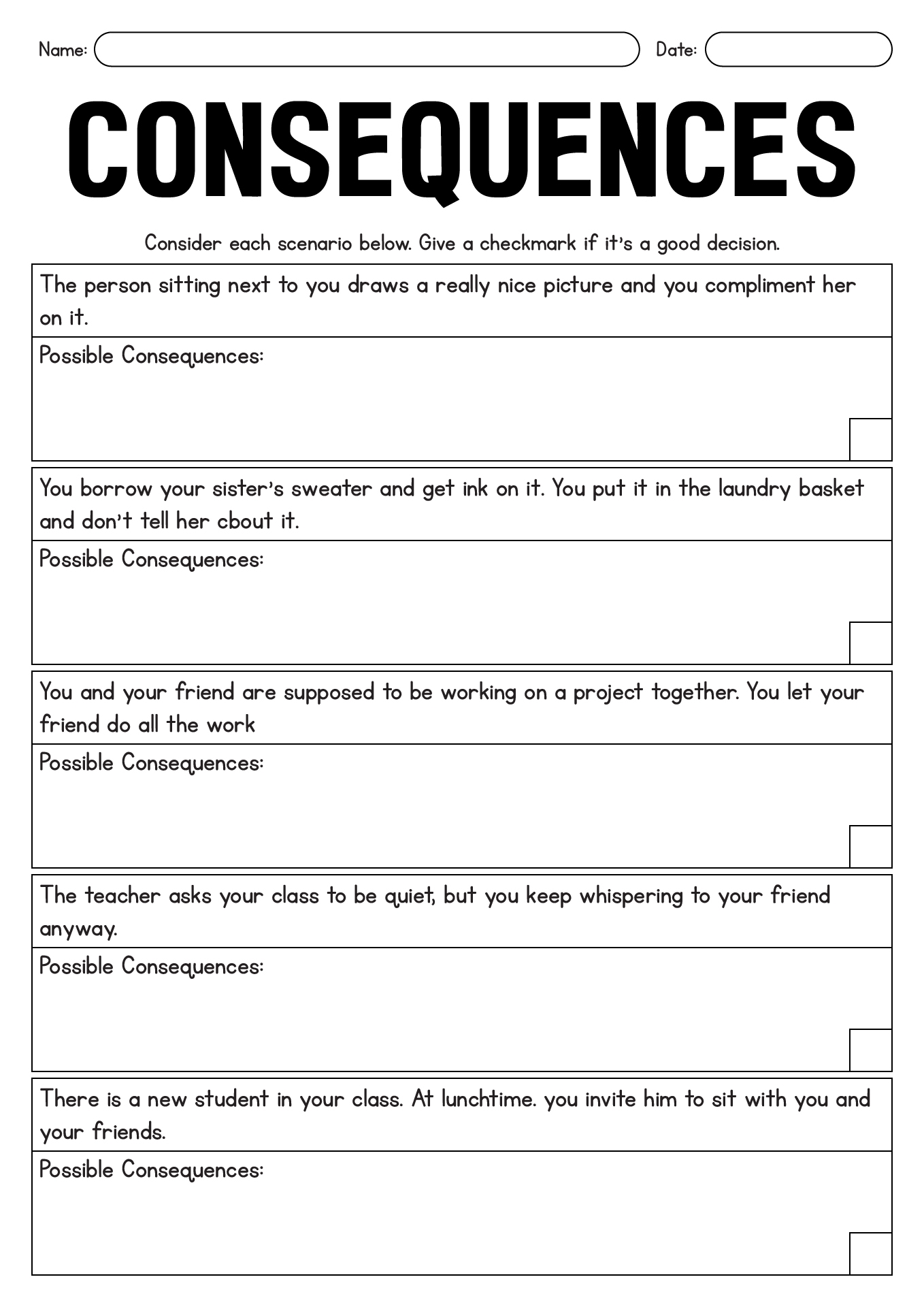 11 Decision Making Worksheets For Teens Free PDF At Worksheeto