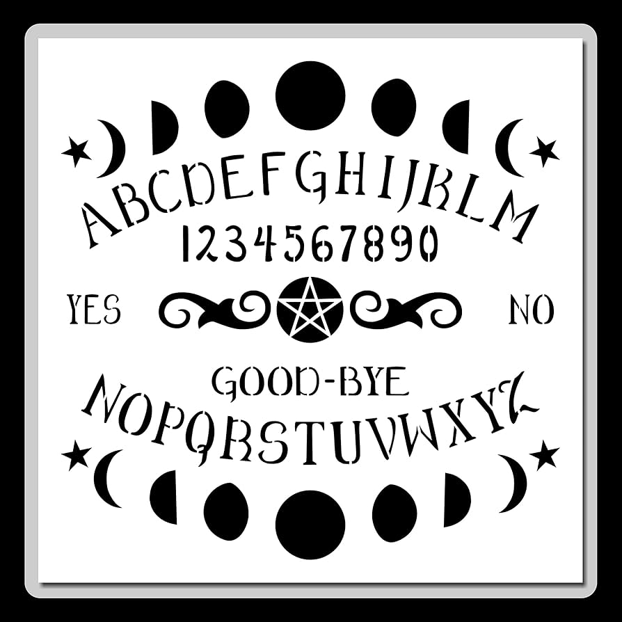 12 X 12 inch Decorative Ouija Spirit Board Stencil With Moon Phases And Pentagram 12 X 12 inch Decorative Ouija Spirit Board Stencil With Moon Phases And Pentagram