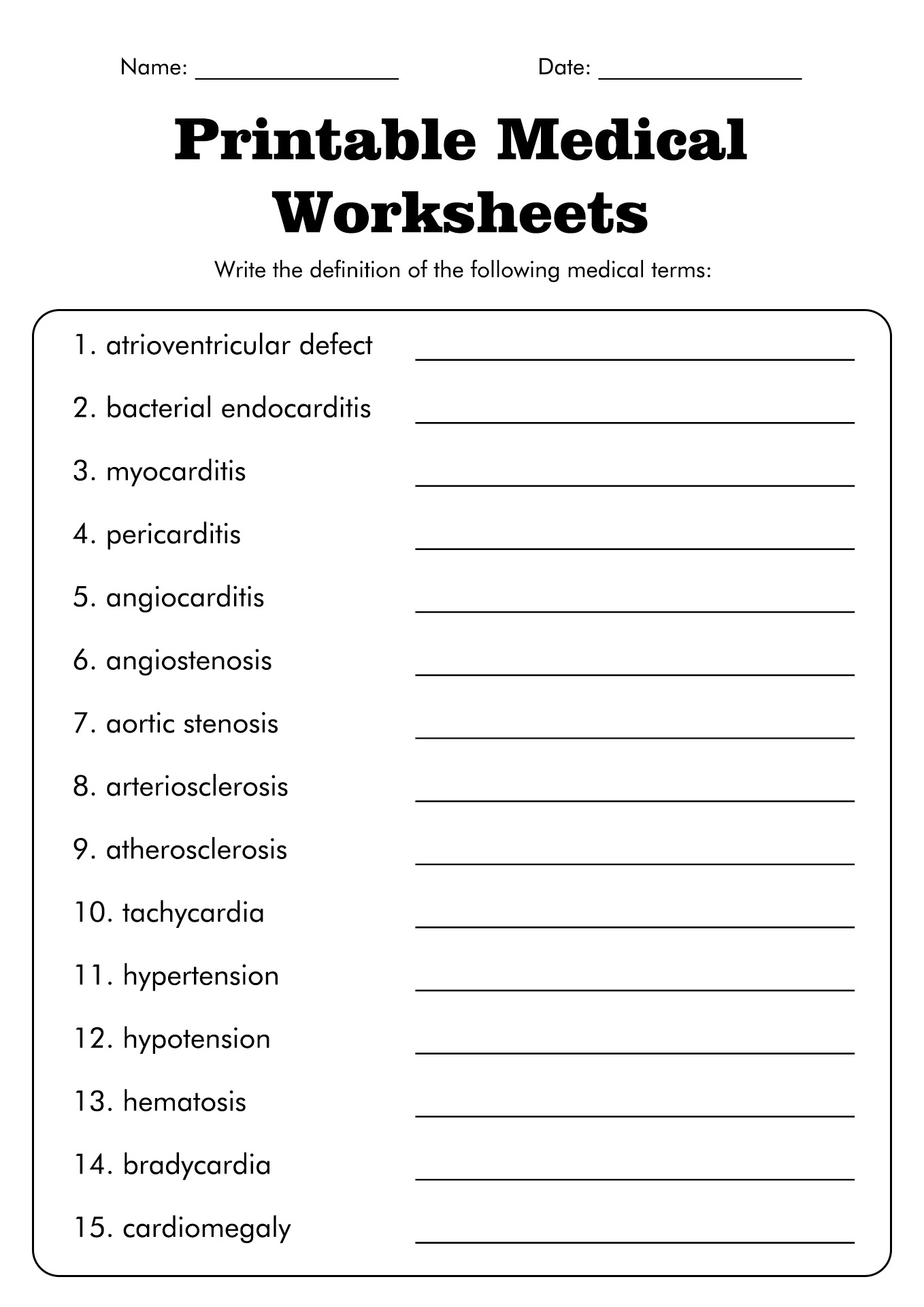 13 Medical Assistant Printable Worksheets Free PDF At Worksheeto Worksheets Library