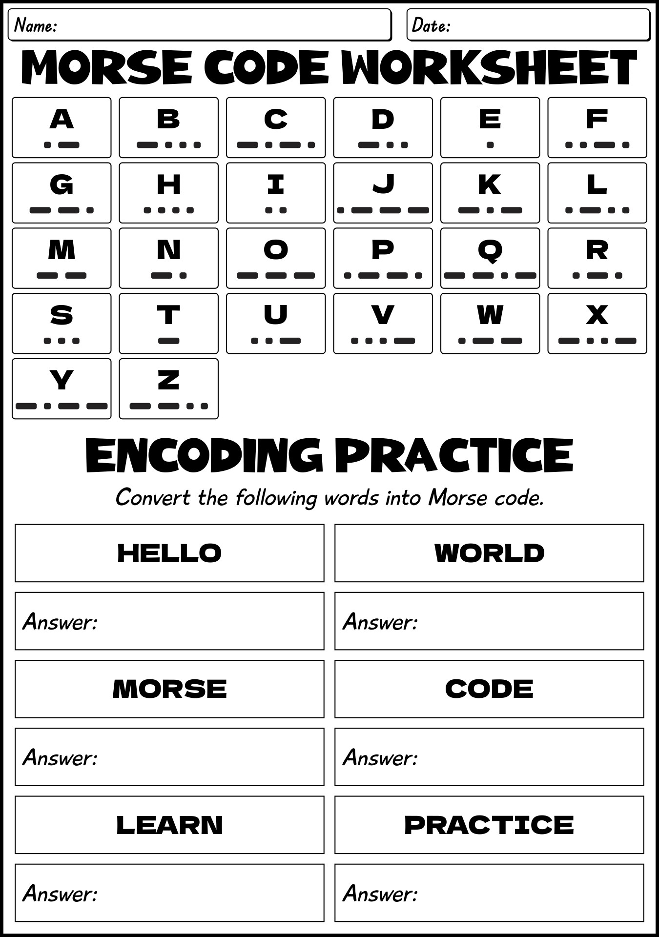 13 Printable Morse Code Worksheet Free PDF At Worksheeto