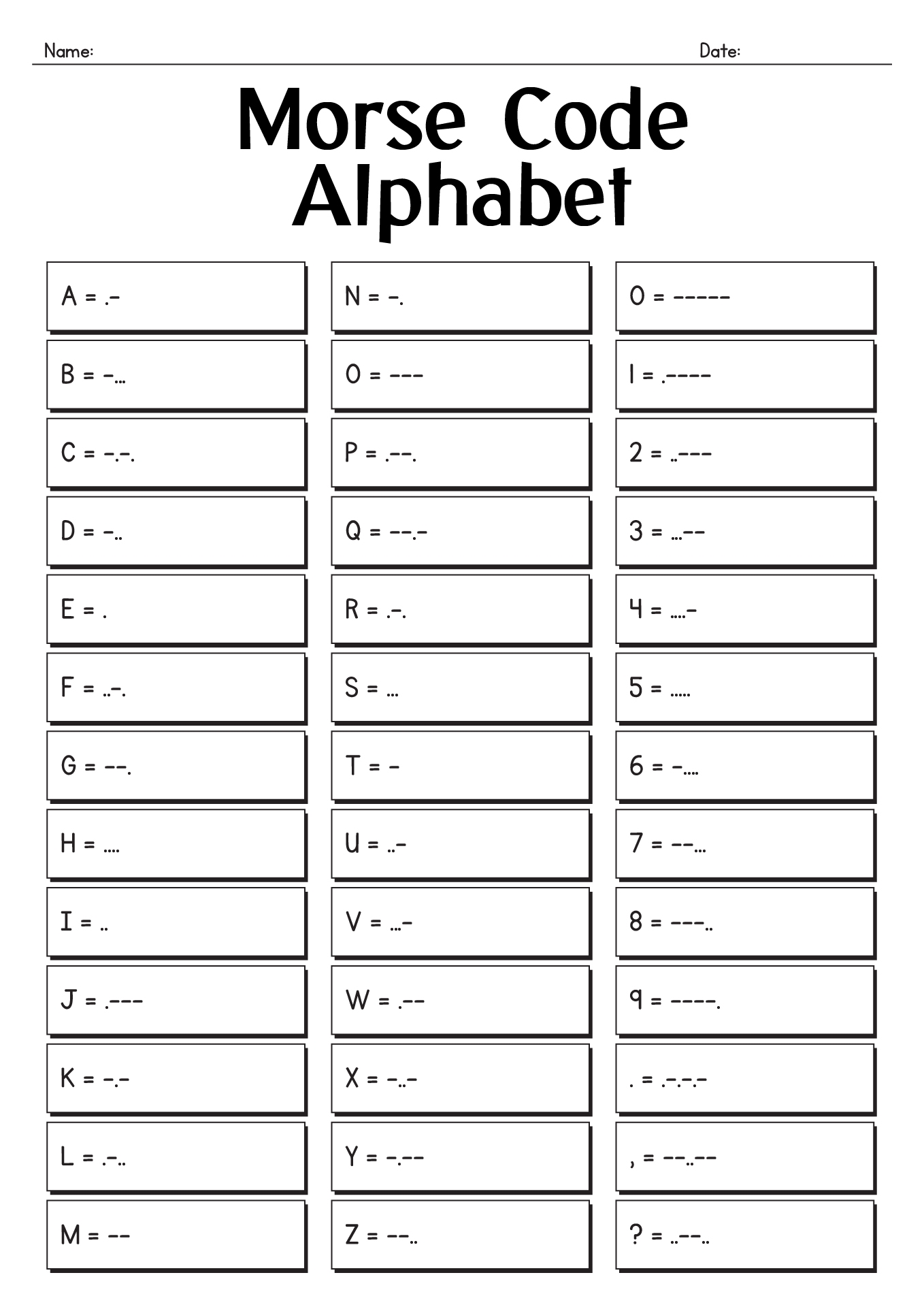 13 Printable Morse Code Worksheet Free PDF At Worksheeto