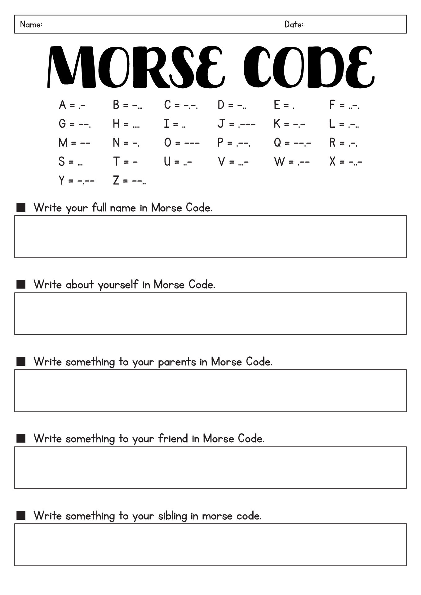 13 Printable Morse Code Worksheet Free PDF At Worksheeto