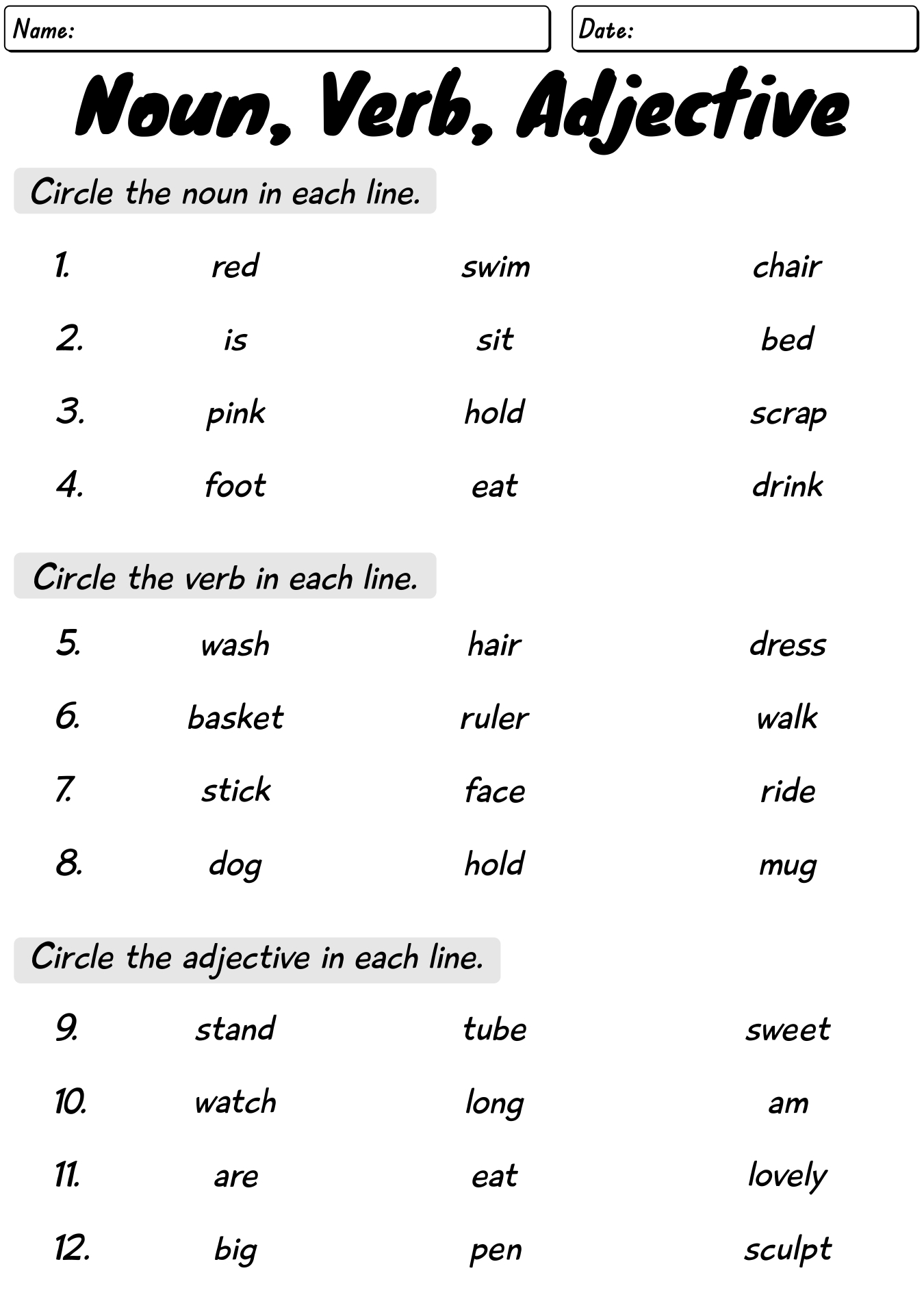 15 Nouns And Adjectives Worksheets Free PDF At Worksheeto