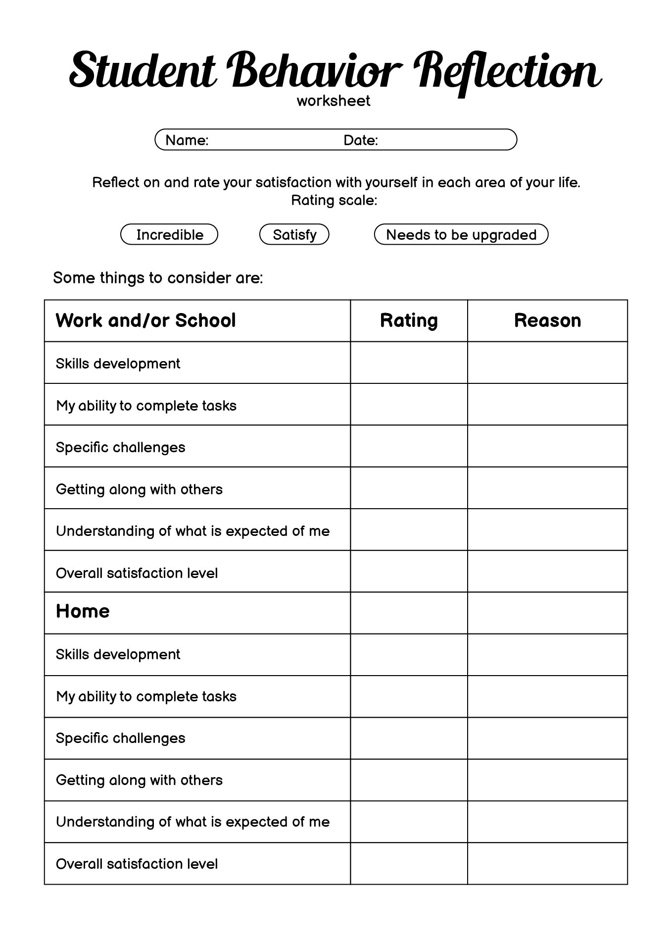 19 Student Behavior Reflection Worksheets Free PDF At Worksheeto