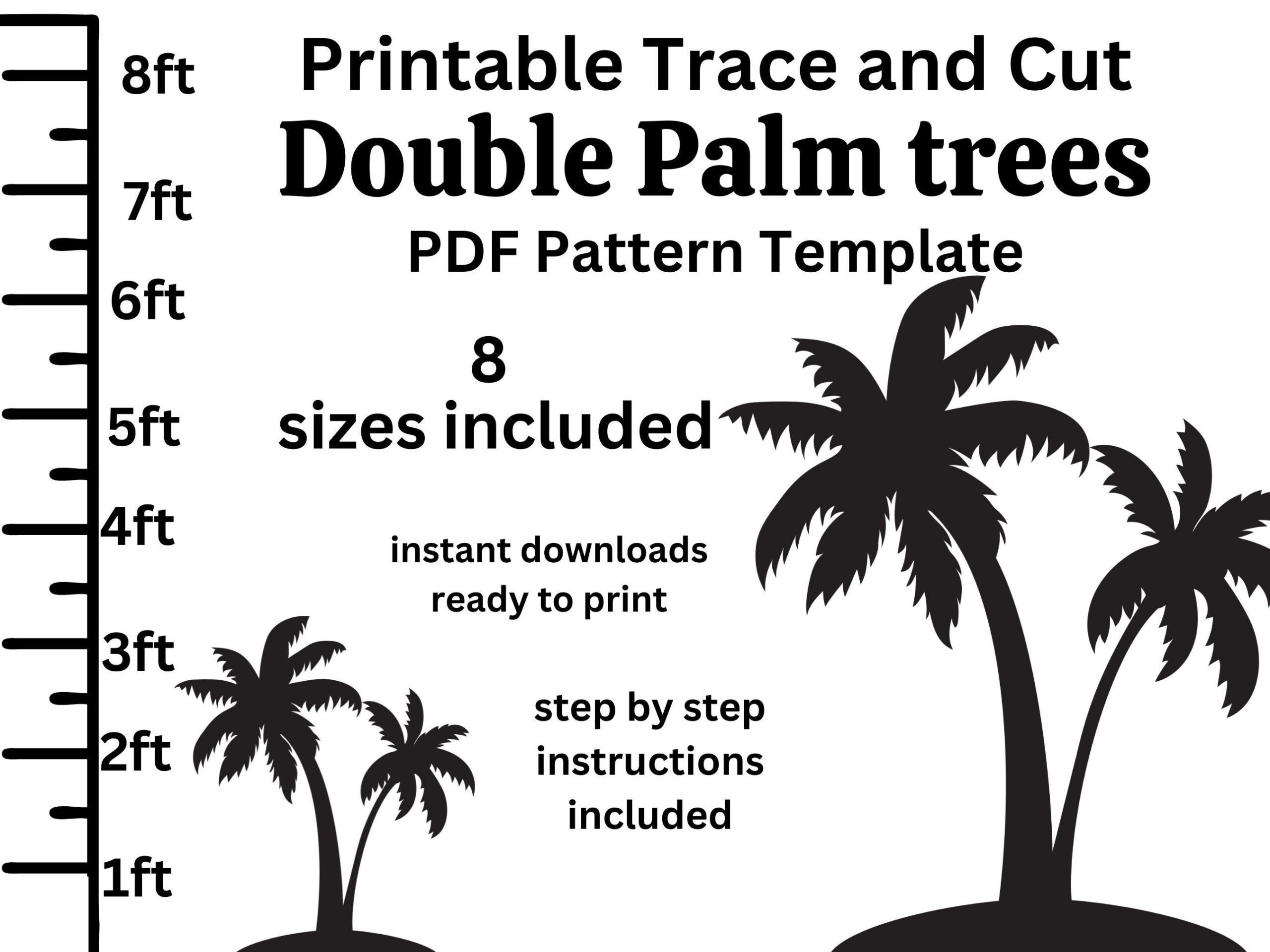 1ft 3ft 4ft 5ft 6ft 8ft Palm Tree PDF Template printable Trace And Cut Christmas Sign Template Stencils Christmas Lawn Decorations Etsy