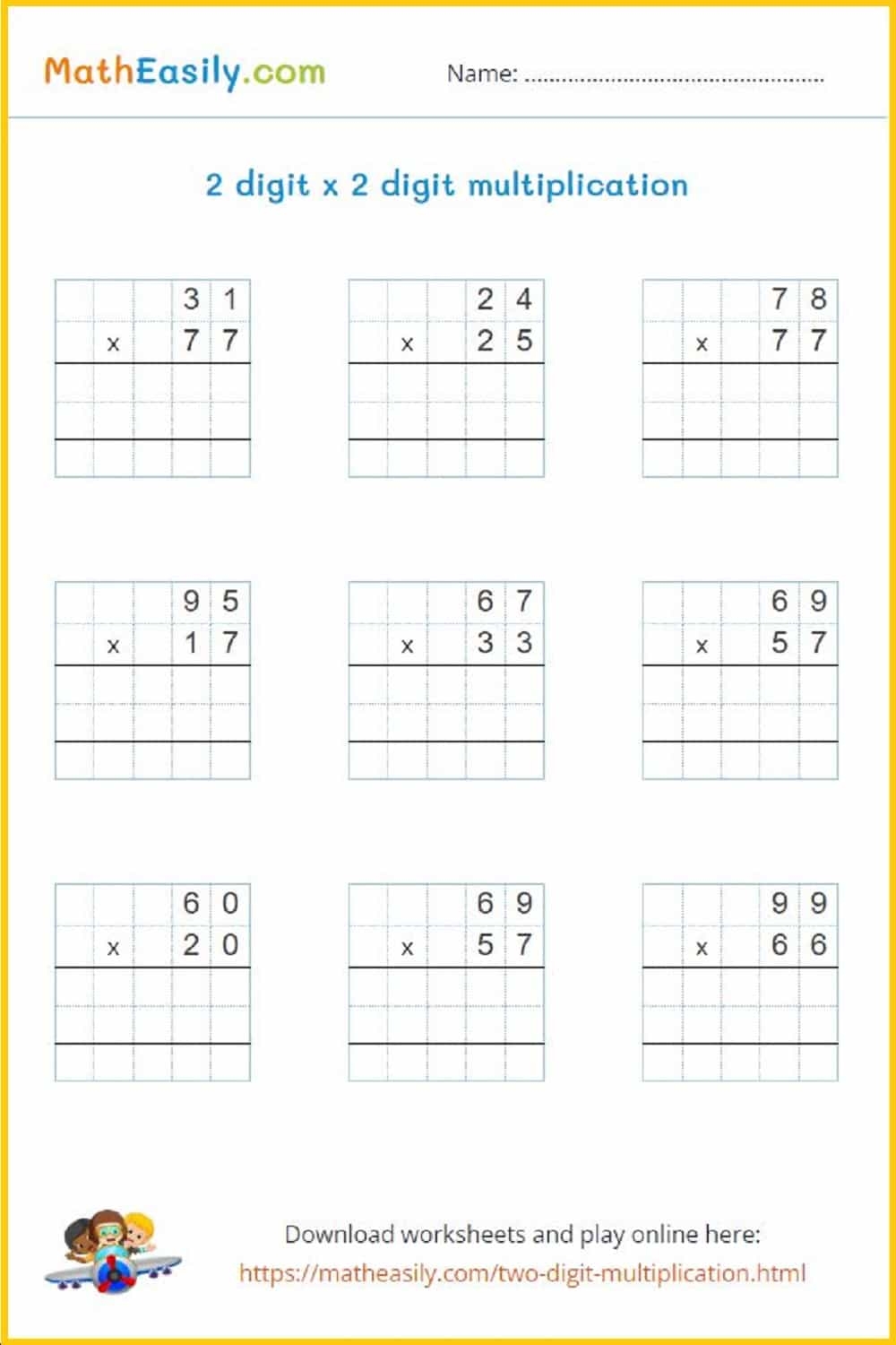 Free Printable Double Digit Multiplication Worksheets