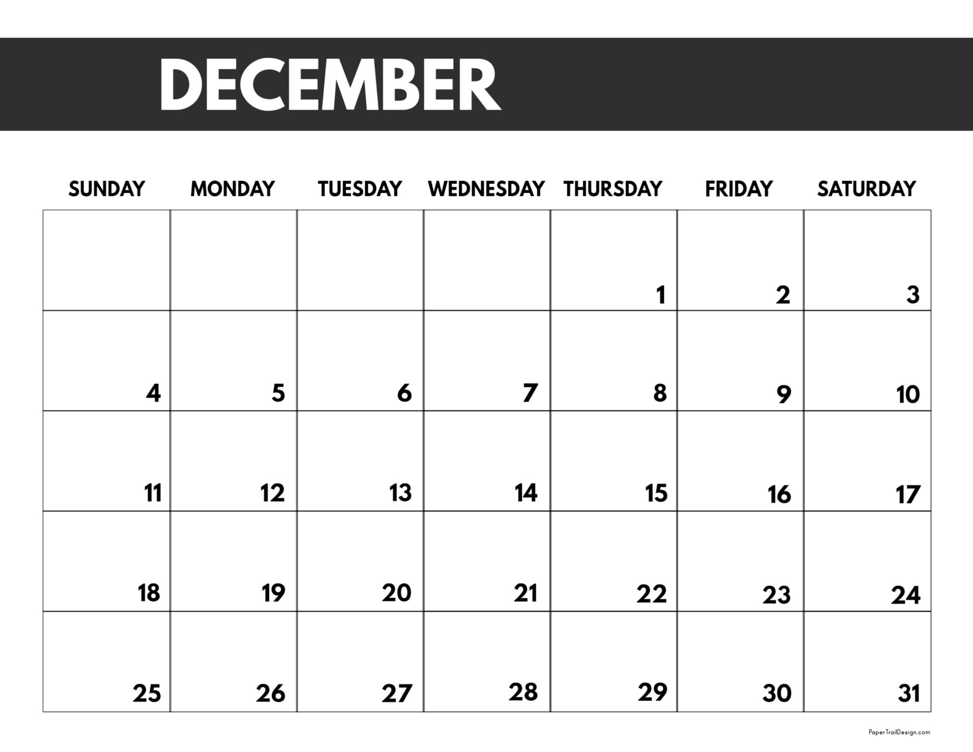 2022 Free Monthly Calendar Templates Paper Trail Design