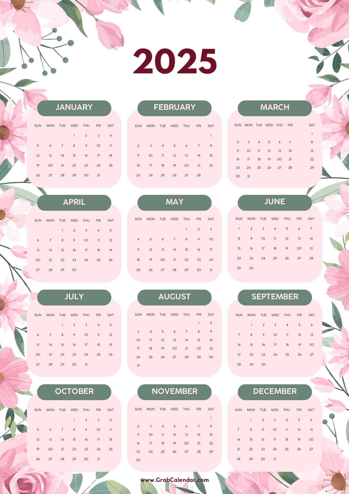 2025 Calendar Grab Calendar