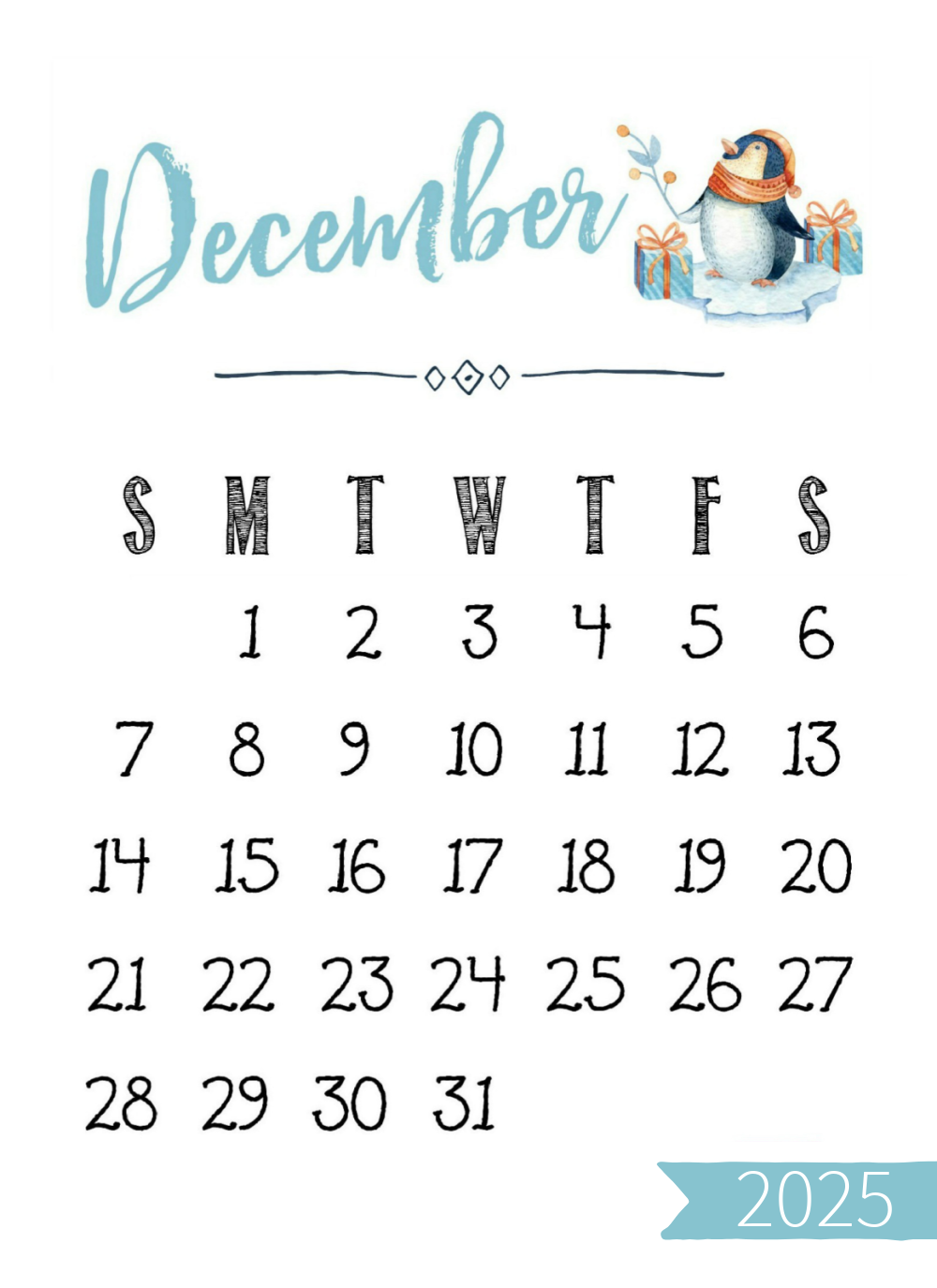 Cute December 2025 Calendar