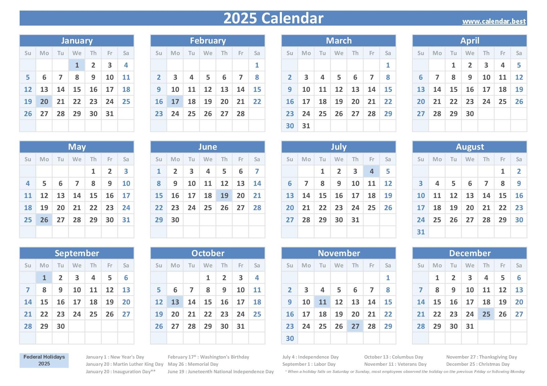 November 2025 Holiday Calendar