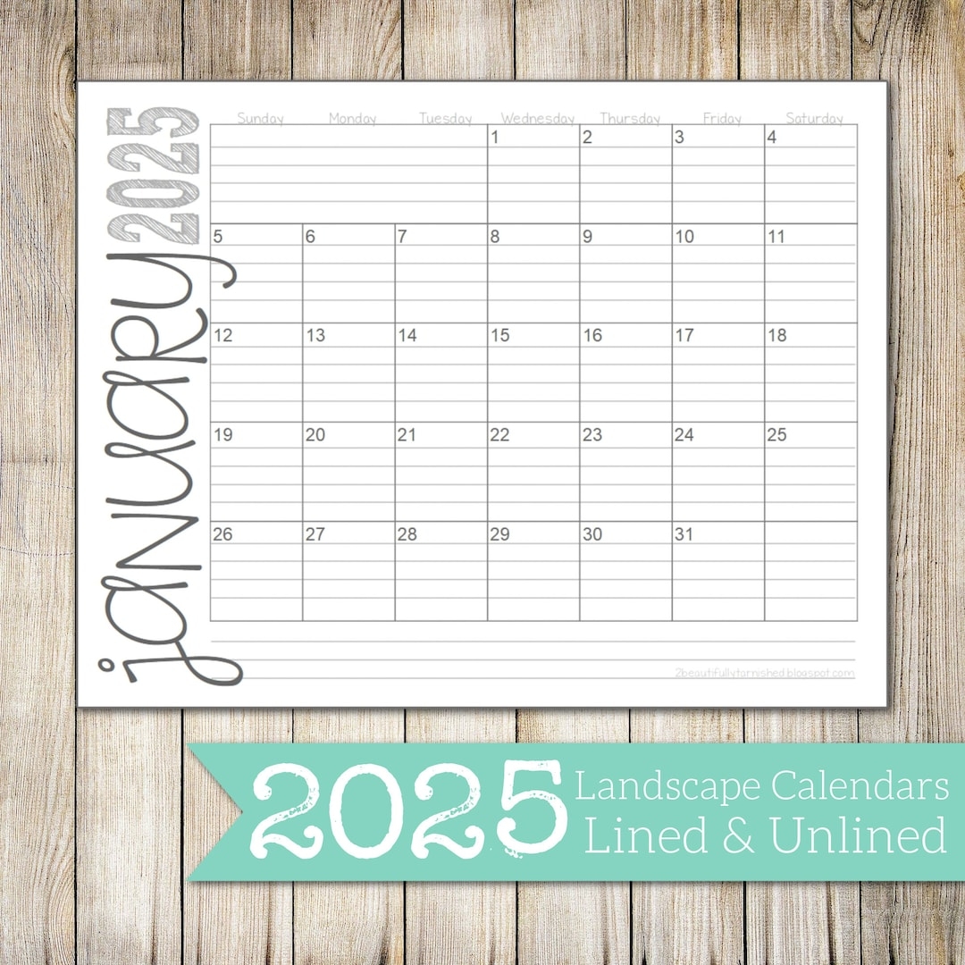 2025 Landscape Lined Unlined Monthly Calendars 8 5x11 LANDSCAPE Jan Dec PDF Printable Download Etsy 2025 Landscape Lined Unlined Monthly Calendars 8 5x11 LANDSCAPE Jan Dec PDF Printable Download Etsy
