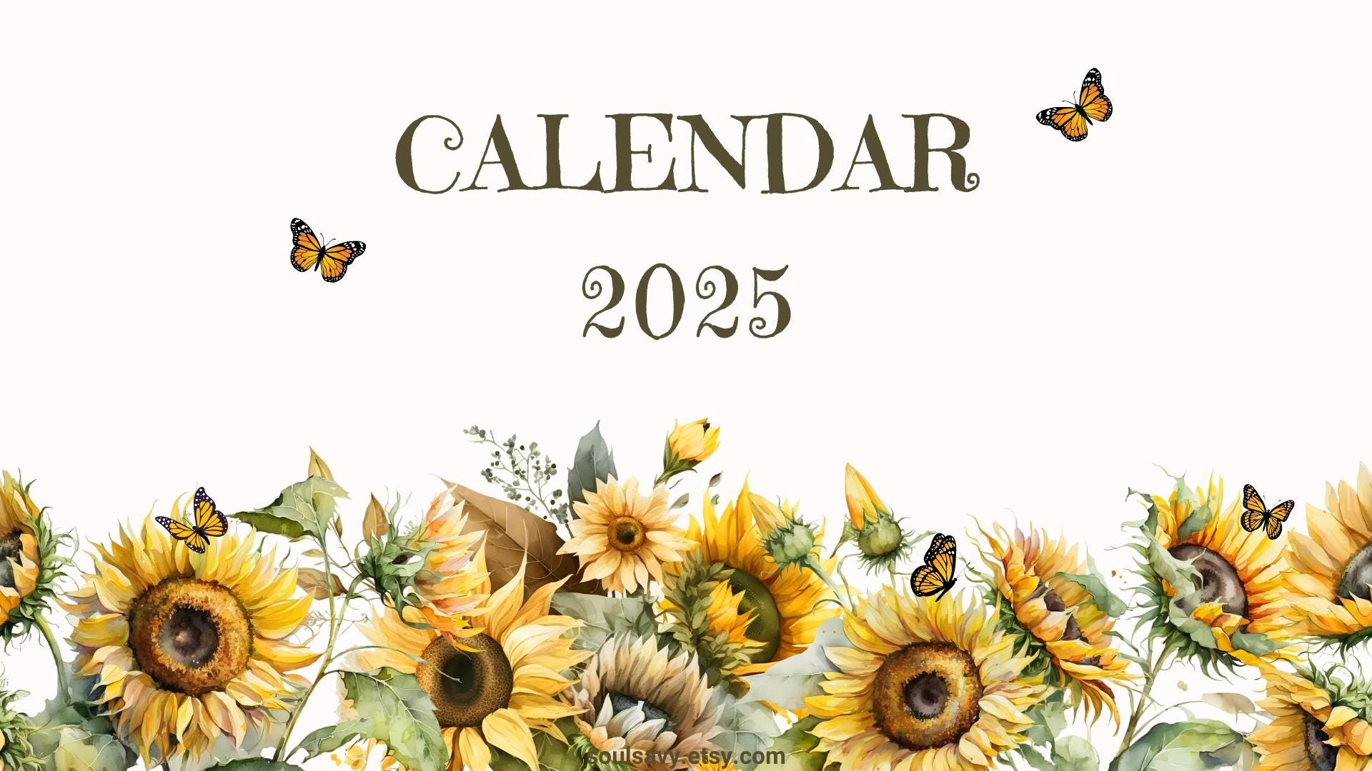 2025 Sunflower Calendar Printable Digital Download Bright And 