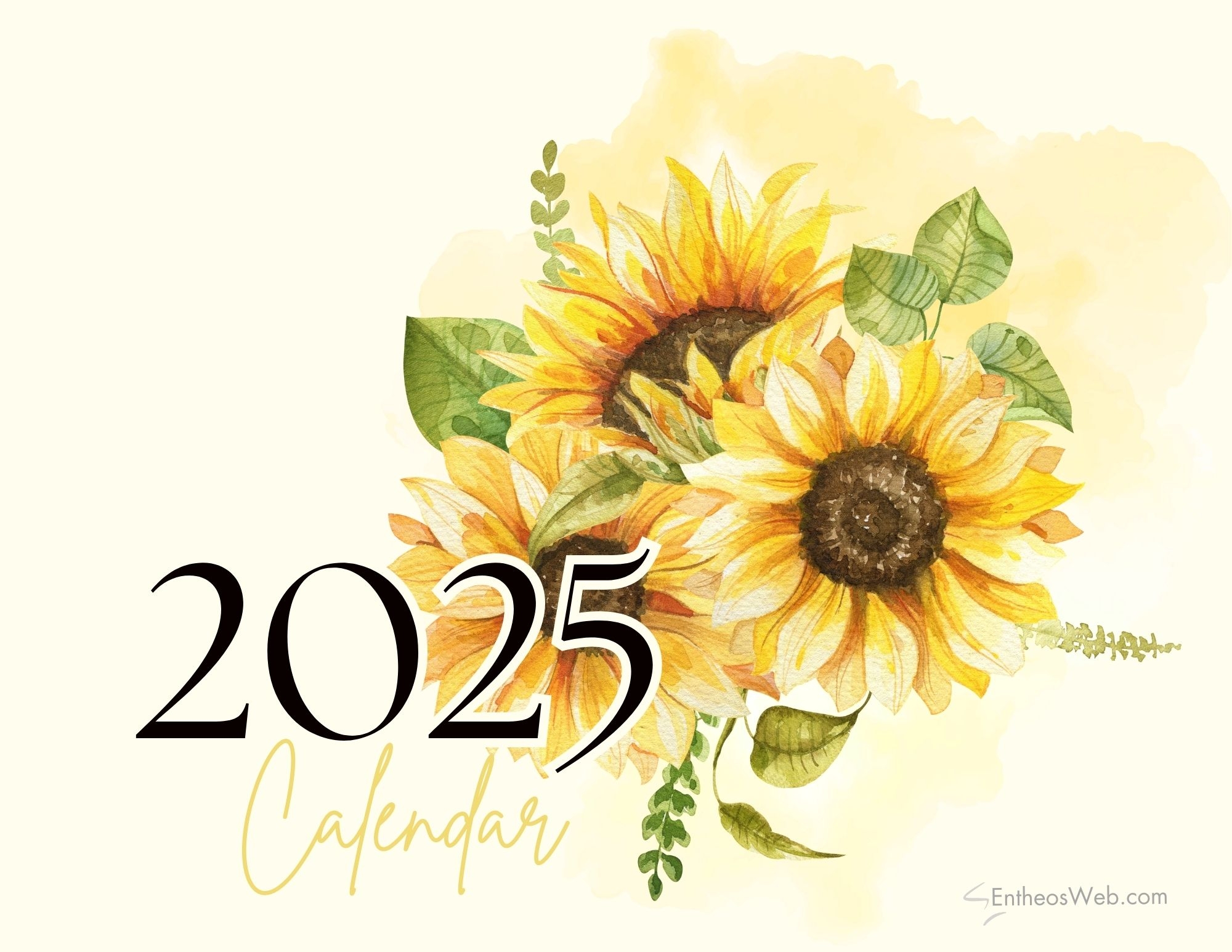 2025 Sunflowers Calendar Printable EntheosWeb