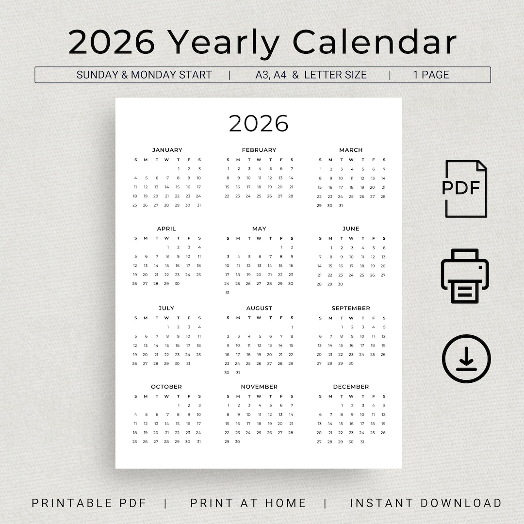 Printable Calendar For Year 2026
