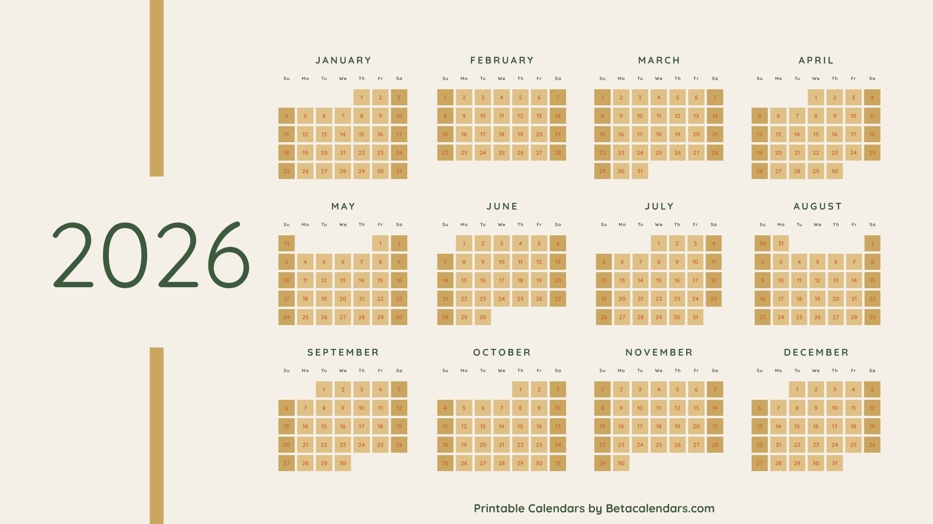 2026 Calendar Beta Calendars