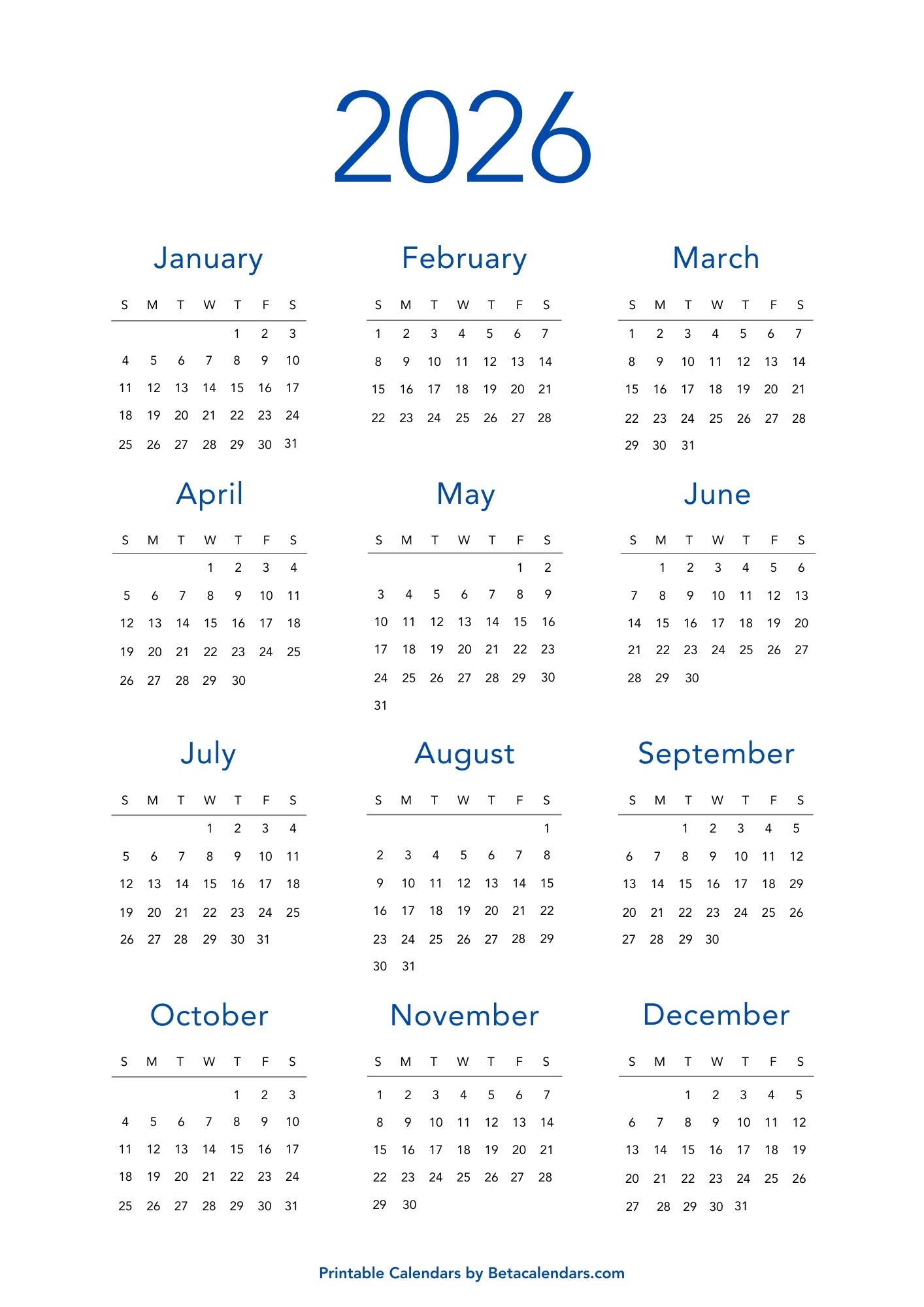 2026 Calendar Beta Calendars