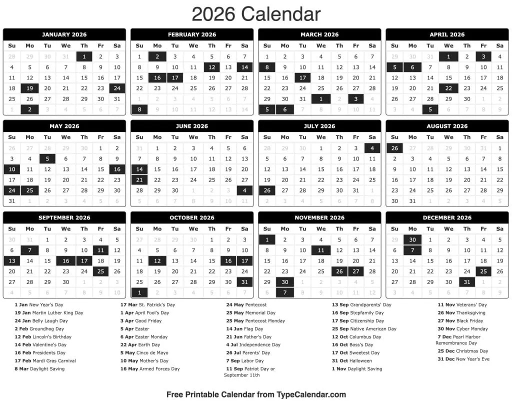 Printable Summer 2026 Calendar Free
