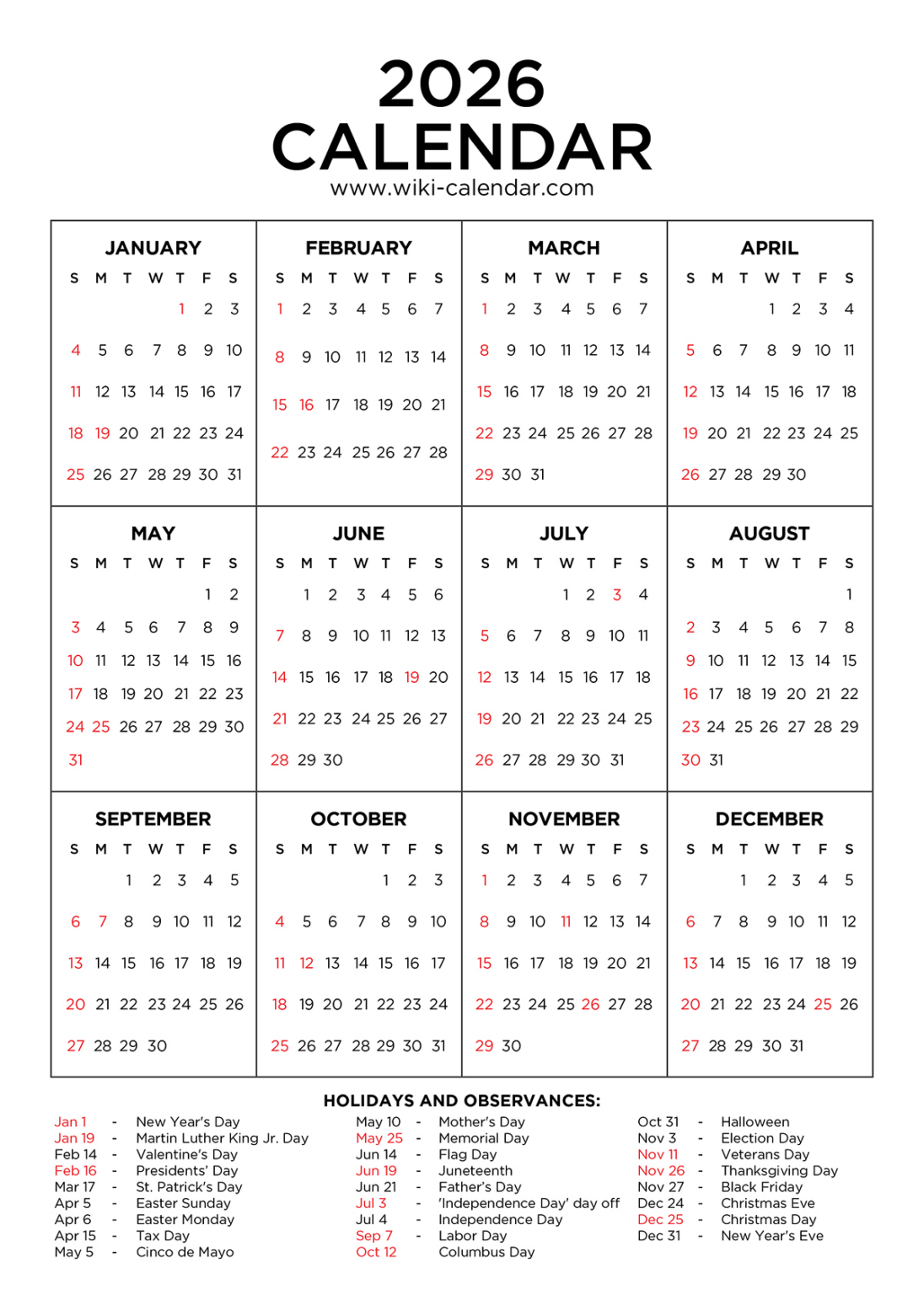 Fiscal Year 2026 Calendar Printable - Free Printable Templates