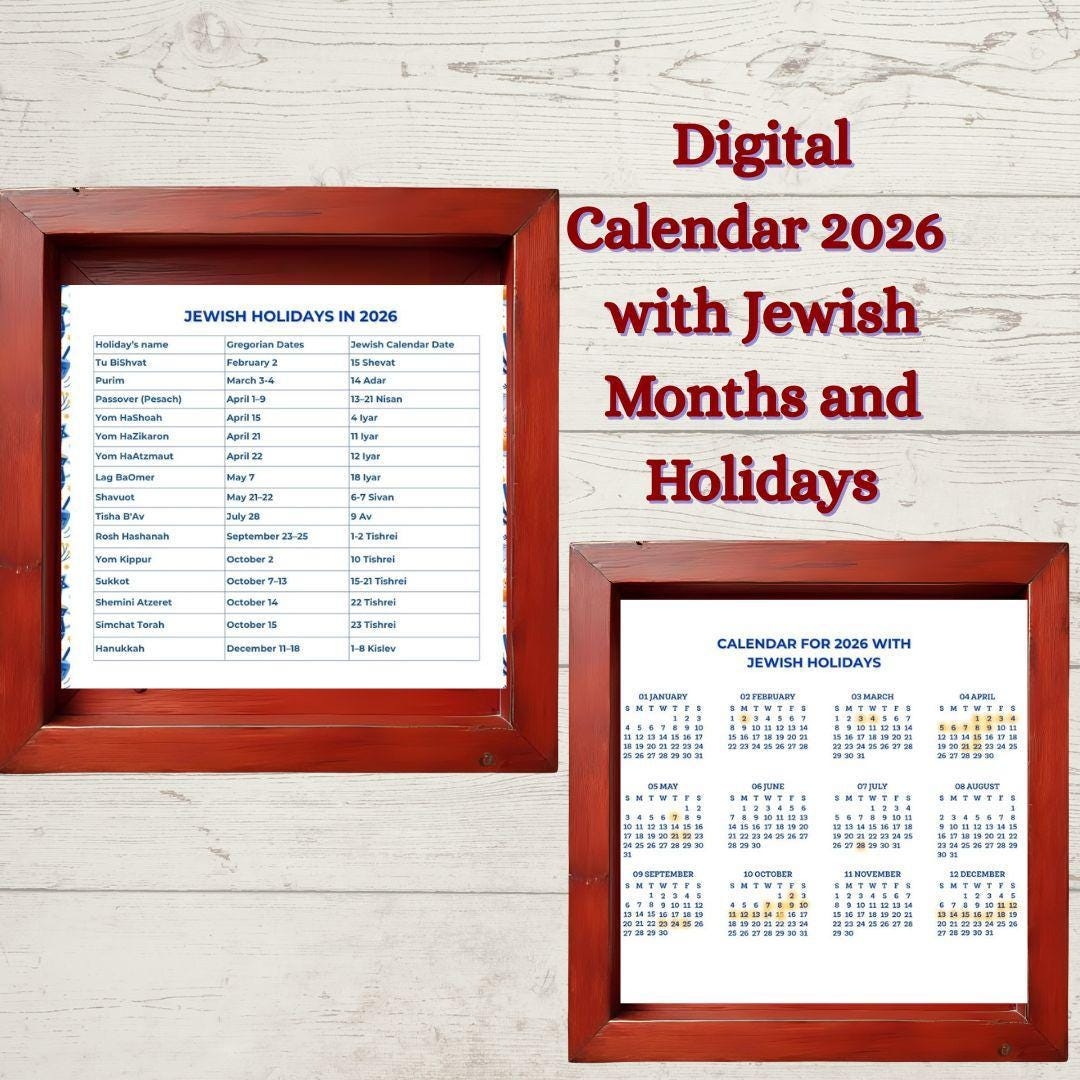 2026 Jewish Calendar Printable Hebrew Months And Holidays PDF Etsy 2026 Jewish Calendar Printable Hebrew Months And Holidays PDF Etsy