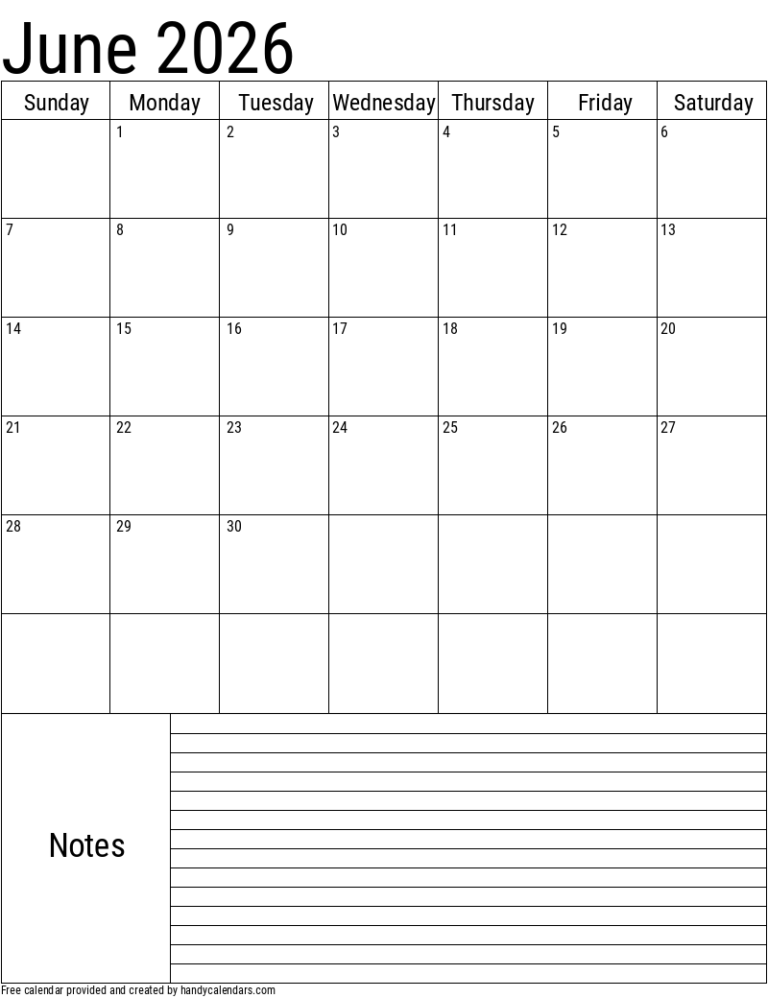 2026 June Calendars Handy Calendars