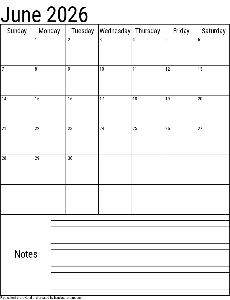 2026 June Calendars Handy Calendars