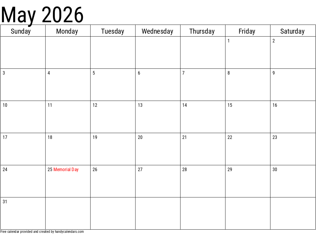 2026 May Calendars Handy Calendars 2026 May Calendars Handy Calendars
