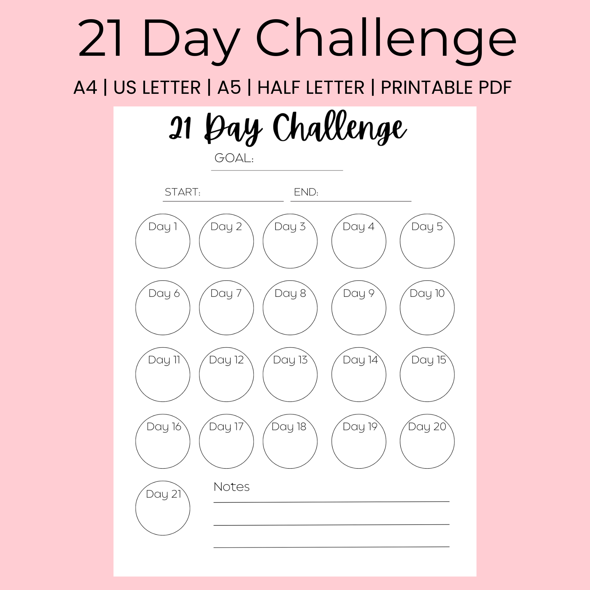 21 Day Challenge Tracker Printable