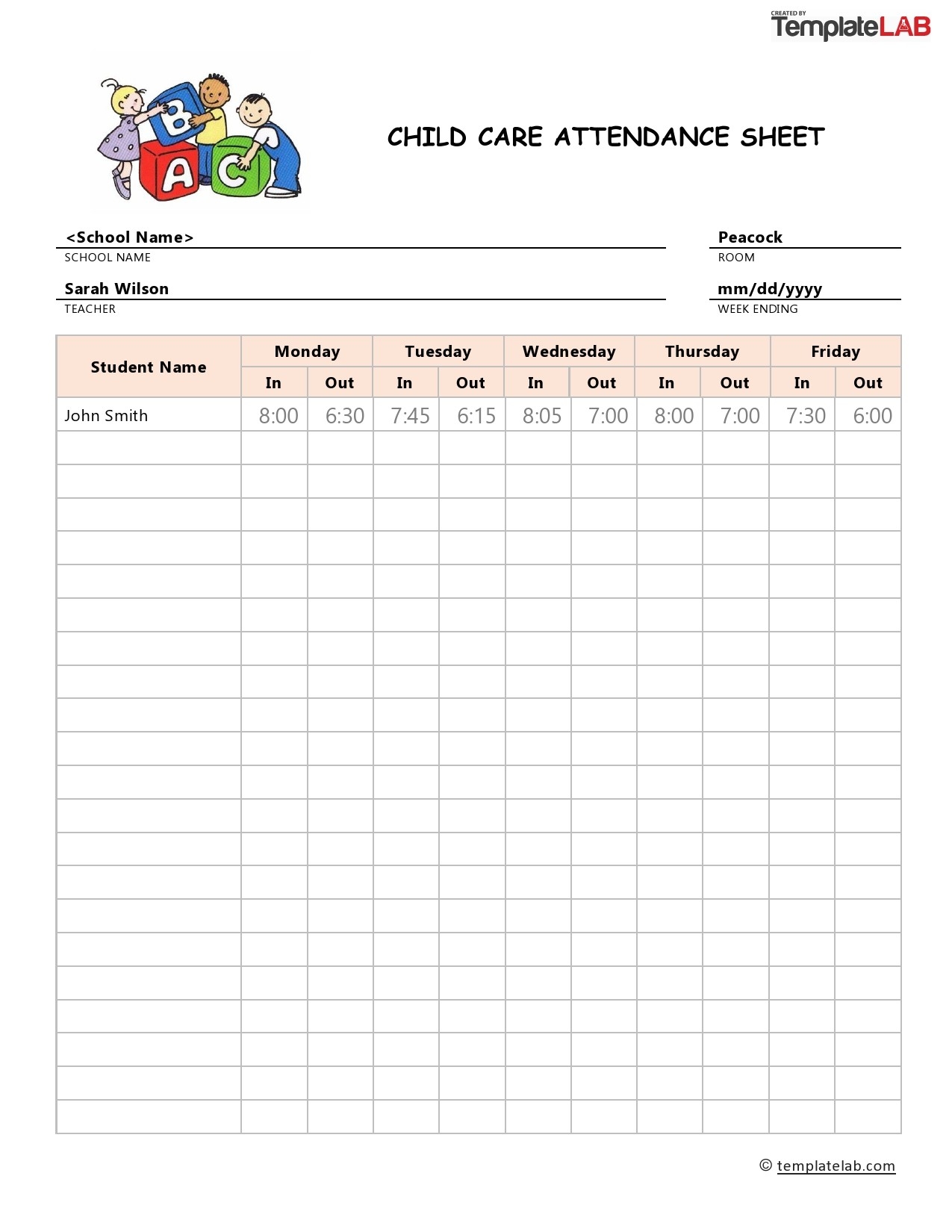 Free Printable Attendance Sheets For Teachers