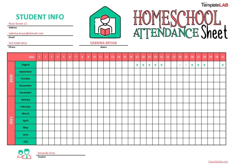 23 Free Printable Attendance Sheet Templates Word Excel 